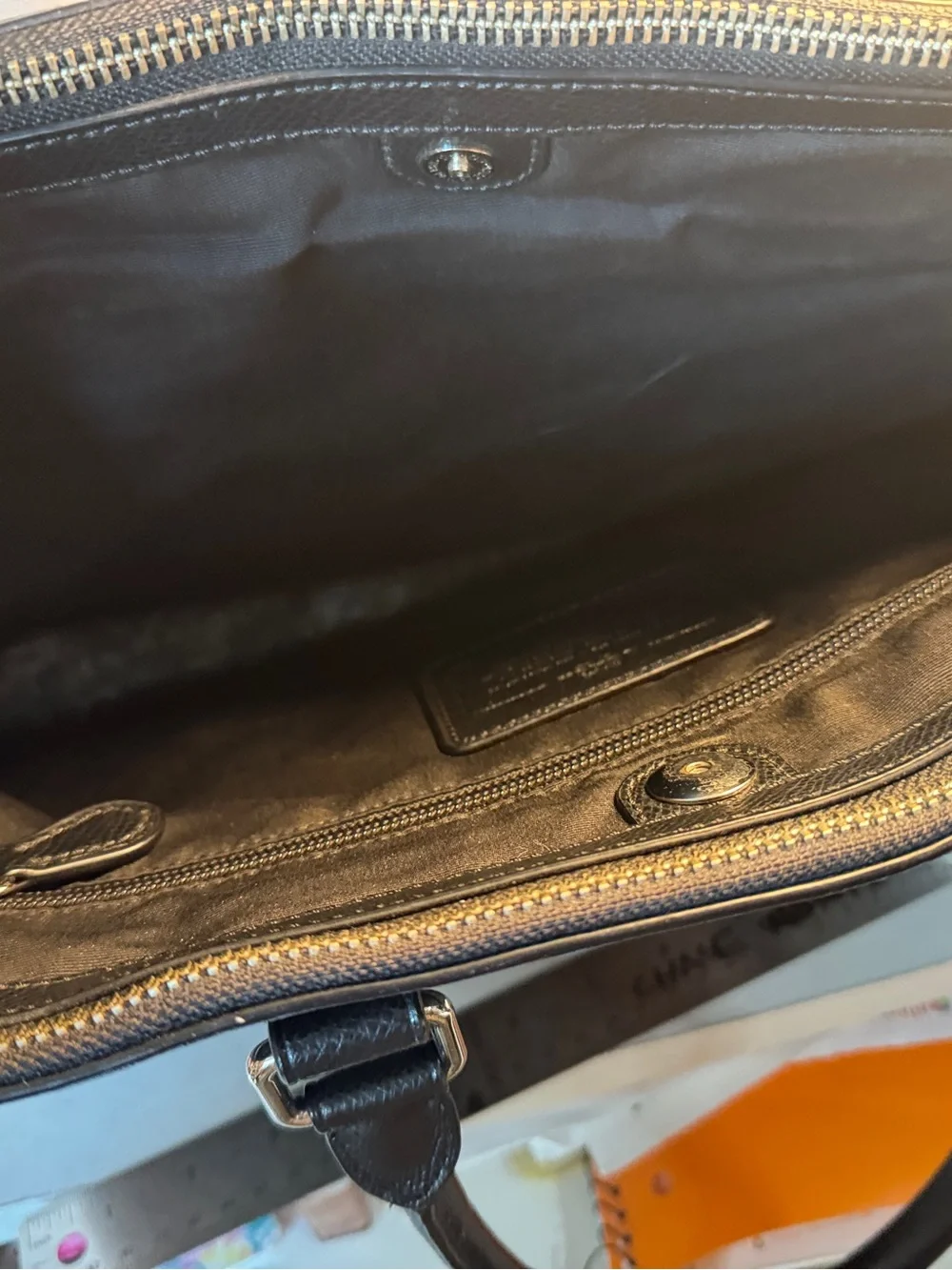 Coach Black Leather Brief Bag - Men unisex leather laptop